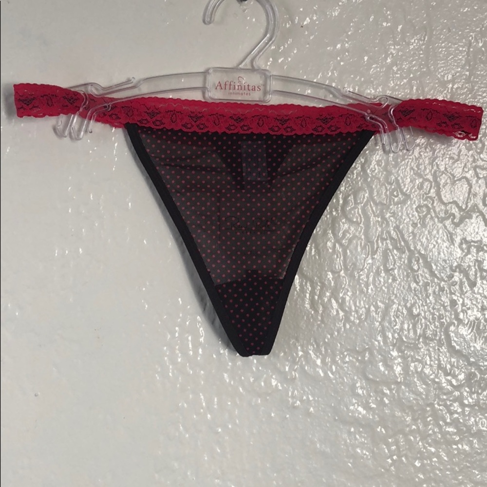 NWT Pink & Brown Lace Polka Dot G String.